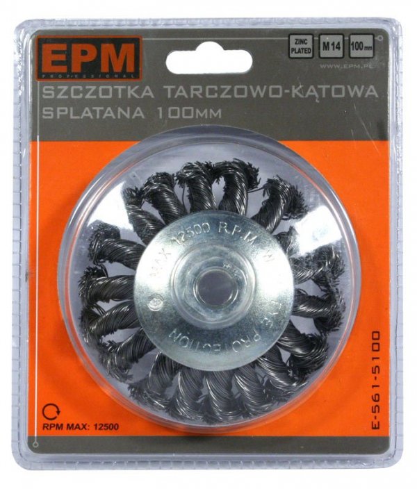 SZCZOTKA TARCZOWO KĄTOWA SPLATANA 100MM ZN (1 SZT)
