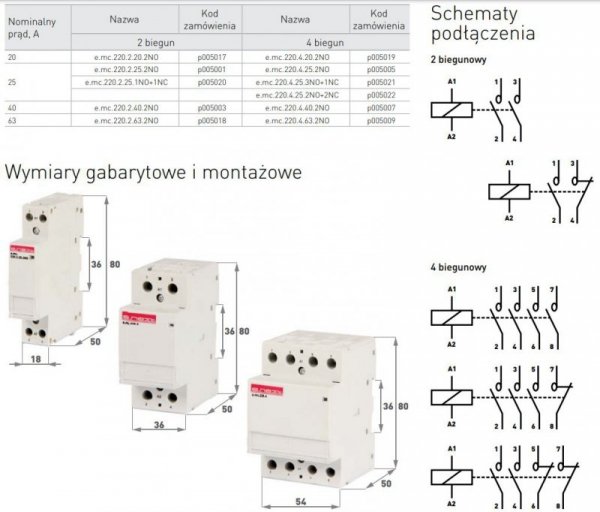 STYCZNIK MODUŁOWY E.MC.220.2.25.2NO 2P 25A 2NO (1 SZT)