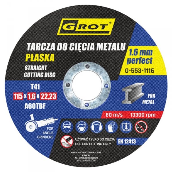 TARCZA PŁASKA T1A 115*1.6*22 KOMPLET 10 SZTUK (1 KPL)
