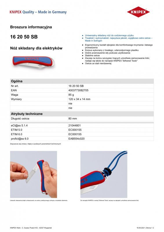 NÓŻ MONTERSKI STAL NIERDZEWNA (1 SZT)