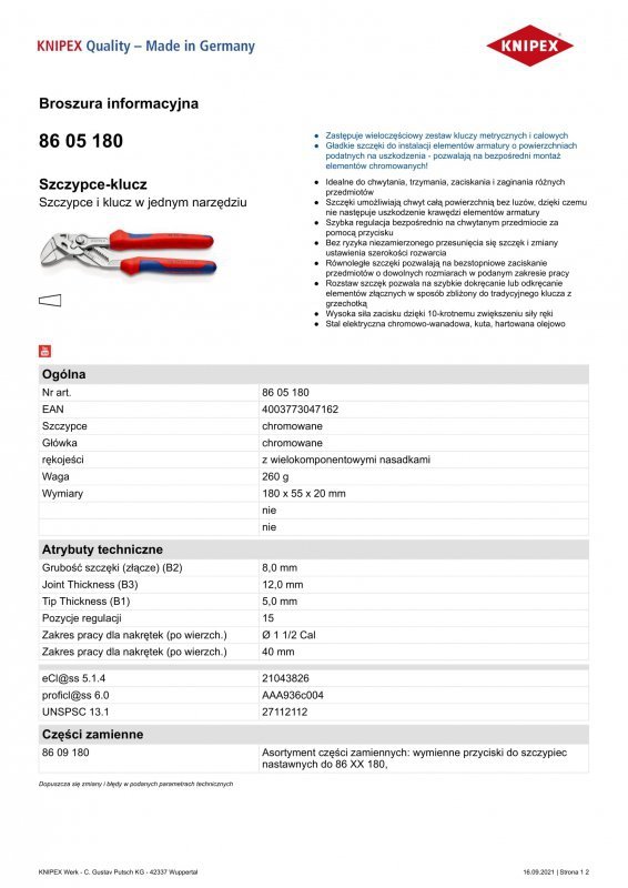 SZCZYPCE-KLUCZ 180MM (1 SZT)