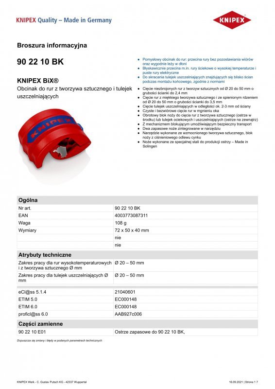 OBCINAK BIX DO RUR Z TWORZYWA I TULEJEK 20-50MM (1 SZT)