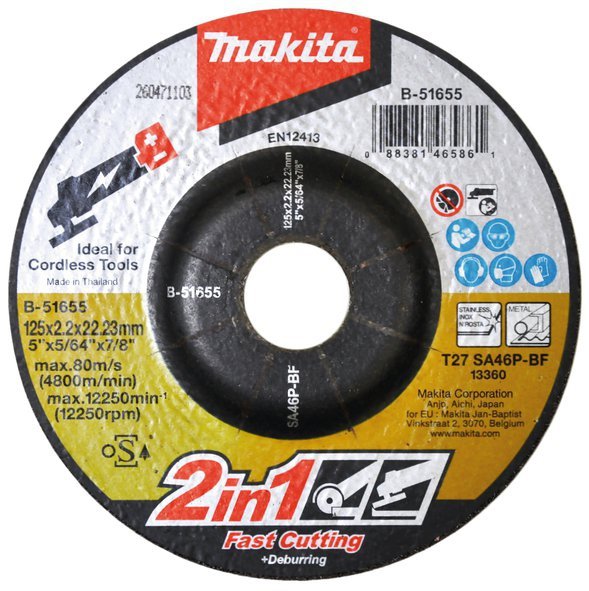 TARCZA SZLIFIERSKO/TNĄCA 125*2,2*22MM 2W1 (1 SZT)