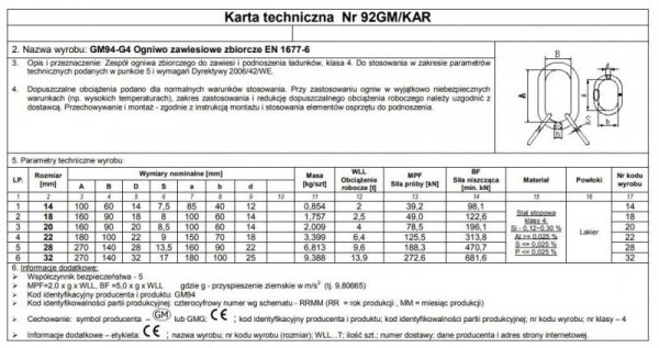 OGNIWO ZBIORCZE 14 GM94 G4 WLL2T (1 SZT)