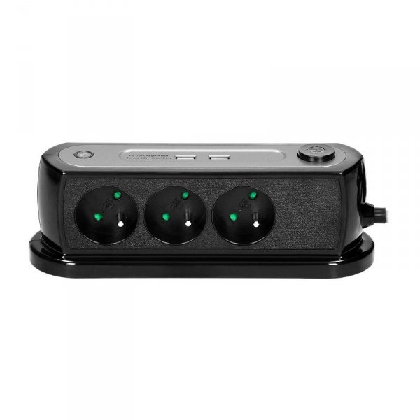 PRZEDŁUŻACZ BIURKOWY Z WYŁĄCZNIKIEM 3X2P+Z, 2XUSB 1,4M (1 SZT)