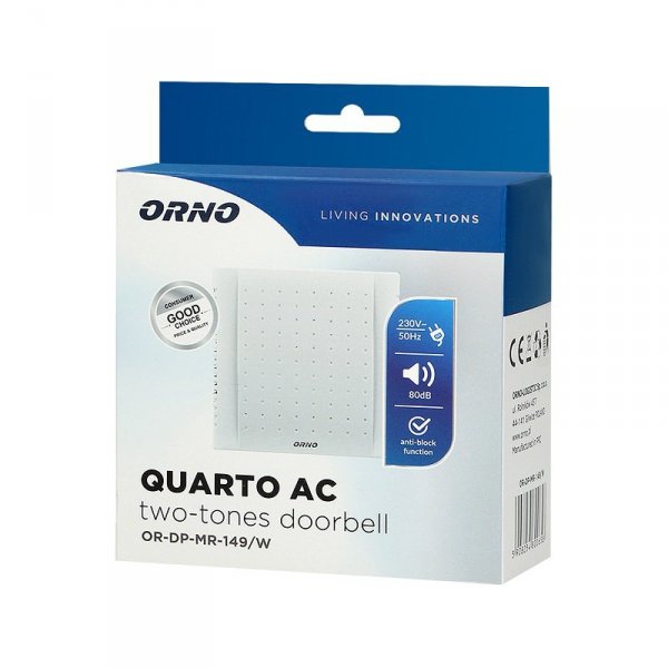 DZWONEK GONG DWUTONOWY 230V QUATRO AC CZARNY (1 SZT)