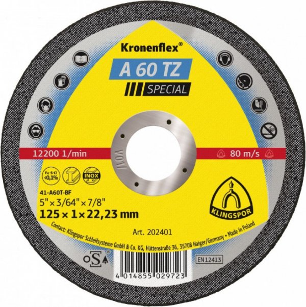 TARCZA PŁASKA A60TZ T1A 115*1.0*22 202400 (1 SZT)