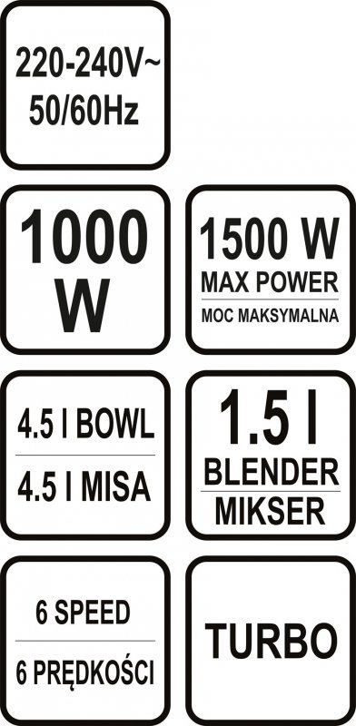 MIKSER PLANETARNY 3W1 1000W 4.5L CZARNY (1 KPL)