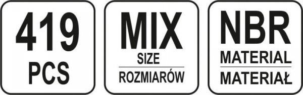 419 SZT ORINGÓW GUMOWYCH MIX (1 KPL)