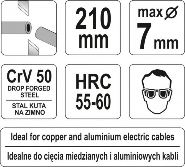 SZCZYPCE DO CIĘCIA PRZEWODÓW 210MM MAX.7MM (1 SZT)