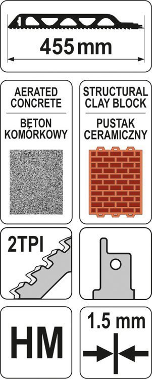 BRZESZCZOT DO PIŁY SZABLASTEJ 455MM DO CEGIEŁ I PUSTAKÓW (1 SZT)