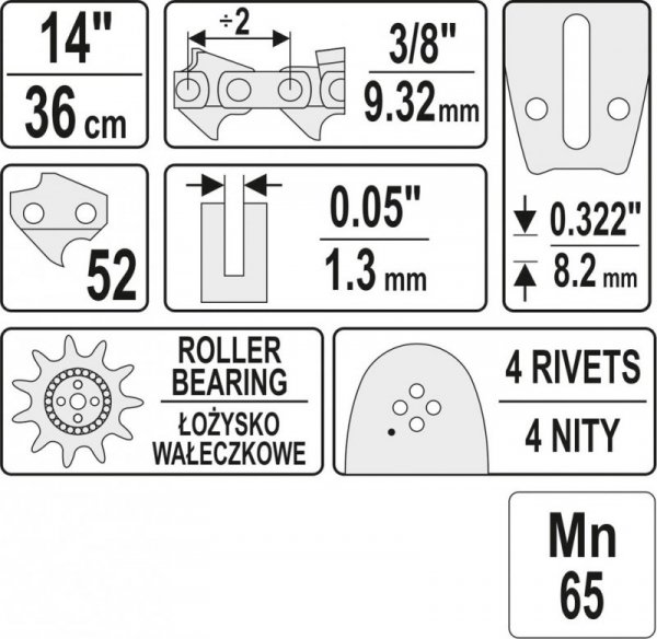 PROWADNICA ŁAŃCUCHA DO PILAREK 14&#039;&#039; 3/8&#039;&#039;P (1 SZT)
