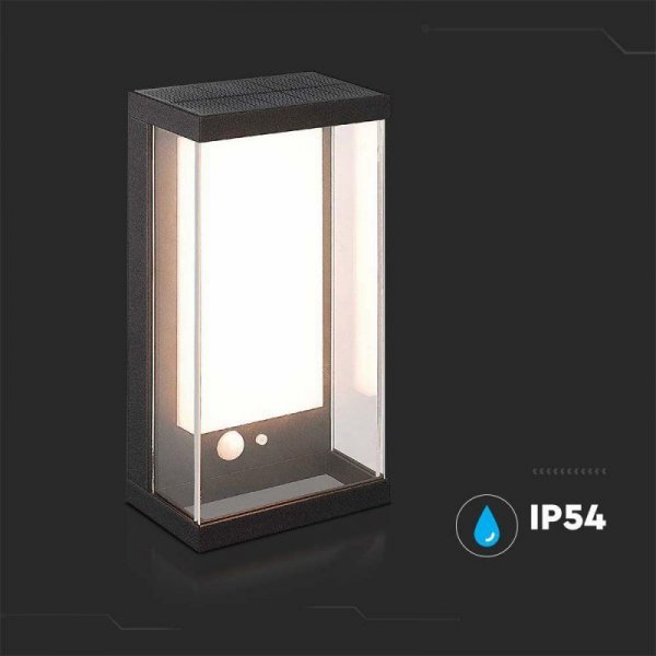 Kinkiet Ogrodowy Ścienny Solarny V-TAC 1W LED Czujnik Ruchu IP65 Czarny VT-1193 3000K 95lm