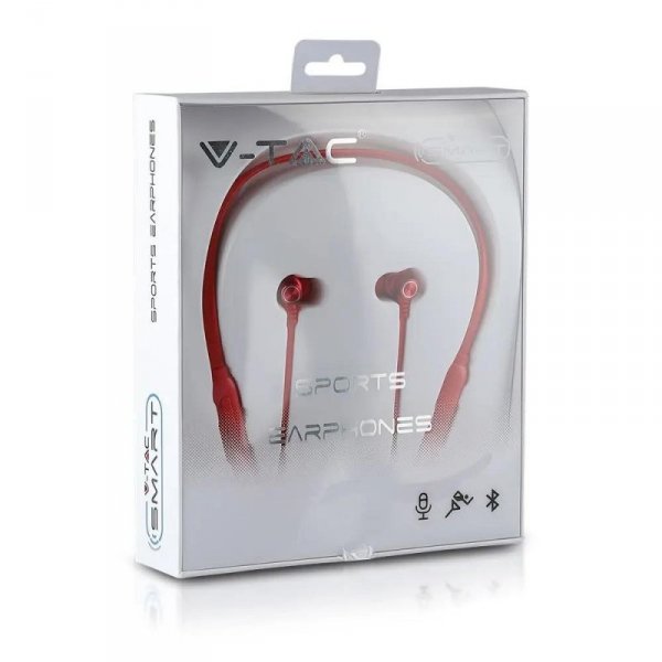 Sportowy Zestaw Słuchawkowy Bluetooth V-TAC 500mAh Czerwony V-TAC VT-6166