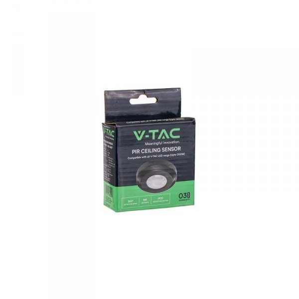 Czujnik Ruchu 360st Sufitowy fi76 Czarny V-TAC VT-8091