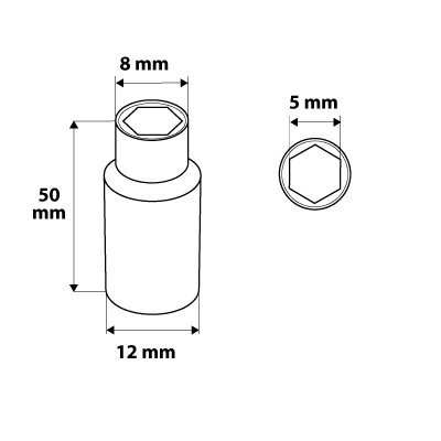 Nasadka sześciokątna długa 1/4&quot;, 5 mm, superlock