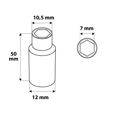 Nasadka sześciokątna długa 1/4&quot;, 7 mm, superlock