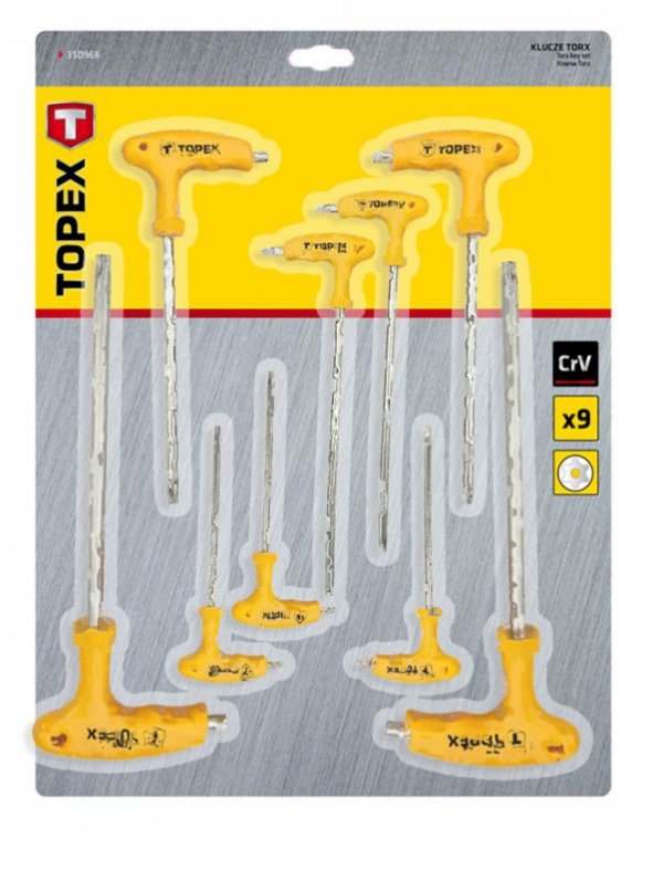 Klucze Torx typu &quot;T&quot; T10-T50, zestaw 9 szt.