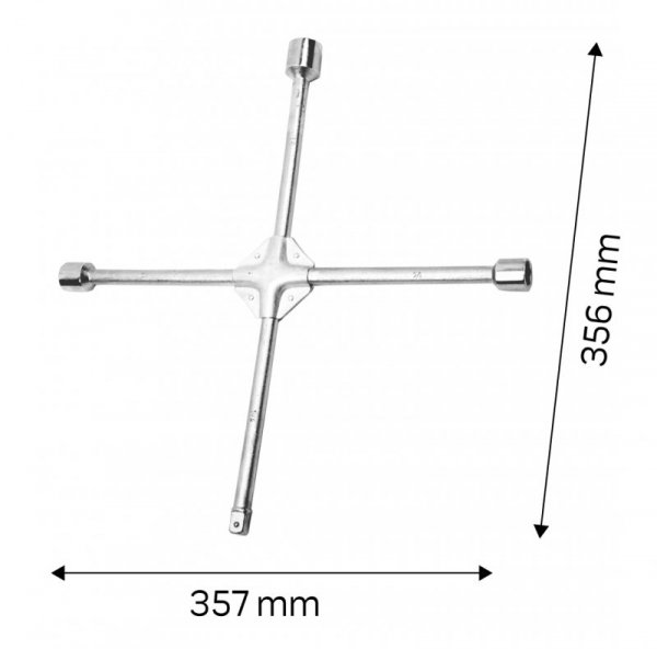 Klucz do kół krzyżakowy, wzmacniany, 17 x 19 x 22 x 1/2&quot; mm
