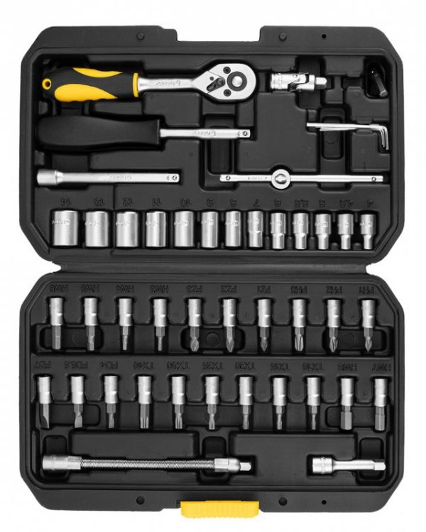 Klucze nasadowe 1/4&quot;, zestaw 46 szt.