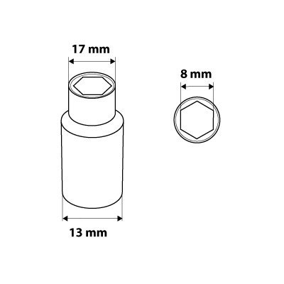 Nasadka sześciokątna 3/8&quot;, 8 mm
