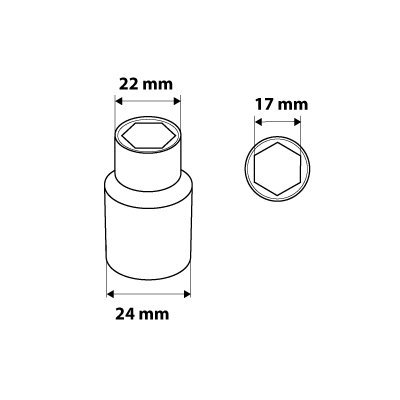 Nasadka sześciokątna 1/2&quot;, 17 mm