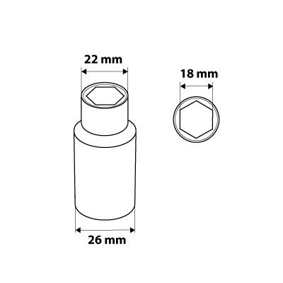 Nasadka sześciokątna długa 1/2&quot;, 18 mm