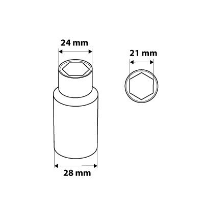 Nasadka sześciokątna długa 1/2&quot;, 21 mm