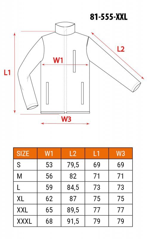 Bluza dziana wzmacniana tkaniną softshell, rozmiar XXL
