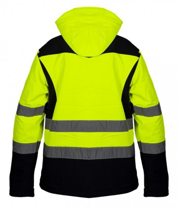 Kurtka robocza ostrzegawcza softshell z kapturem, żółta, rozmiar XL