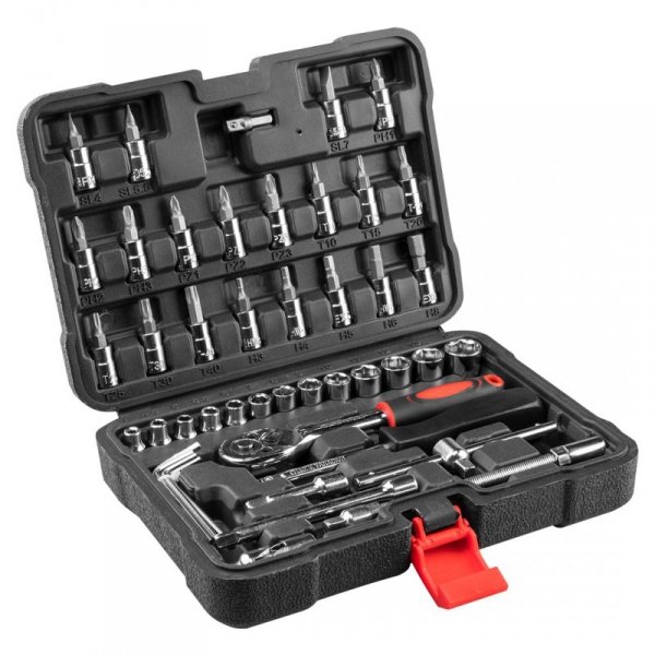 Zestaw kluczy nasadowych 1/4&quot; 49 szt.