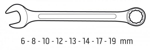 Klucze płasko-oczkowe 6-19 mm, zestaw 8 szt.