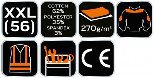 Bluza robocza PREMIUM, 62% bawełna, 35% poliester, 3% elastan, rozmiar XXL