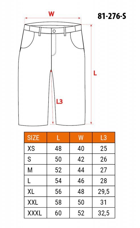 Krótkie spodenki PREMIUM, 62% bawełna, 35% poliester, 3% elastan, rozmiar S