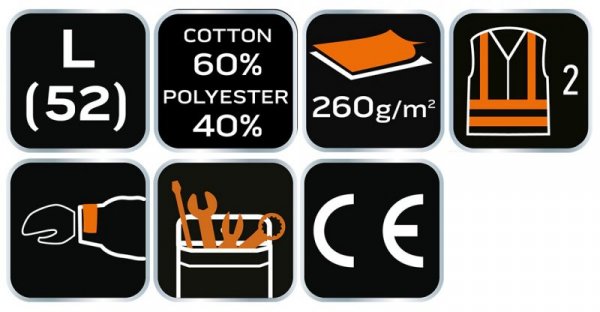 Bluza ostrzegawcza 40% poliester, 60% bawełna, 260 gsm, rozmiar L