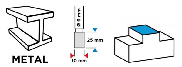 Frez do metalu HM, typ A (walcowy), 10 x 25 mm, trzpień 6 x 45 mm