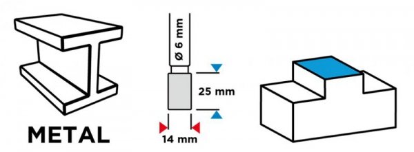 Frez do metalu HM, typ A (walcowy), 14 x 25 mm, trzpień 6 x 45 mm