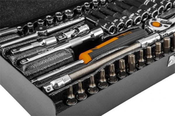 Klucze nasadowe 1/4&quot;, zestaw 63 szt.