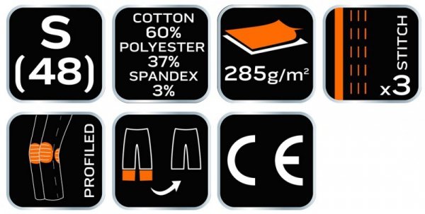 Spodnie robocze HD Slim, odpinane kieszenie, rozmiar S