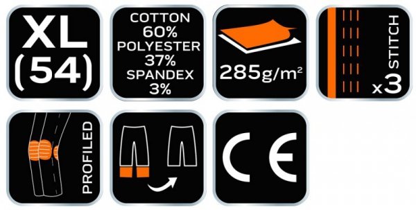 Spodnie robocze HD Slim, odpinane kieszenie, rozmiar XL