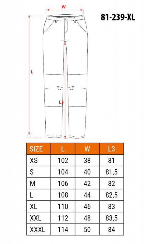 Spodnie robocze HD Slim, odpinane kieszenie, rozmiar XL