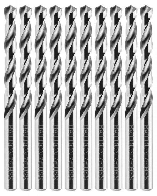 Wiertła do metalu Baildon BASIC DIN 338 RN NWKa 7,5 mm, HSS (S), 109-69 mm, wielokrotność 10