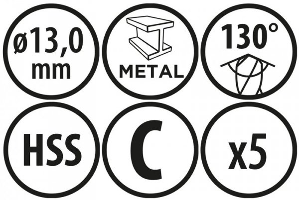 Wiertła do metalu Baildon BASIC DIN 338 RN NWKa 13 mm, HSS (S), 151-101 mm, wielokrotność 5