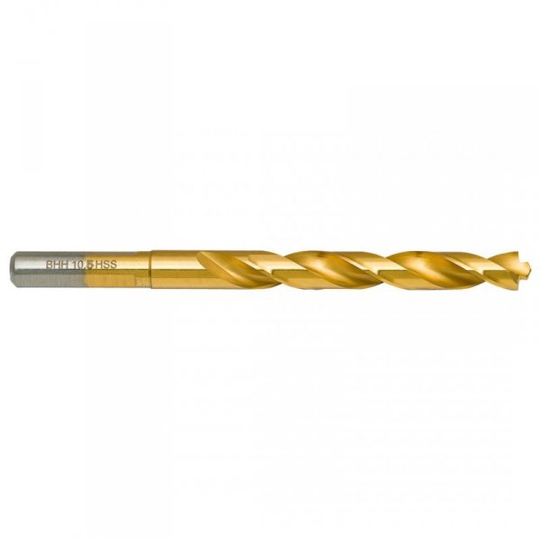 Wiertło do metalu Baildon DIN 338 RN 10,5 mm, HSS TiN (S), 133-87 mm (chwyt 3-płaszczyznowy)