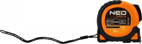 Miara zwijana stalowa Super Black 5 m x 19 mm, auto blokada, dwa przyciski stop, magnes