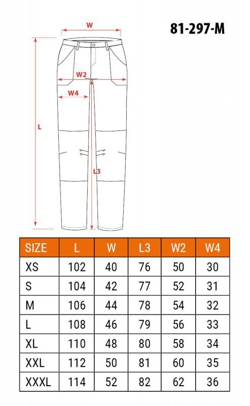 Spodnie robocze OUTDOOR, 2 way stretch, szare, rozmiar M