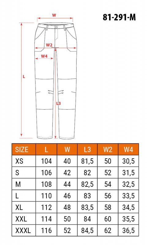 Spodnie robocze OUTDOOR, 4 way stretch, musztardowe, rozmiar M