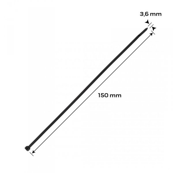 Opaski zaciskowe EXTREME 3.6 × 150 mm, czarne, 20 szt.