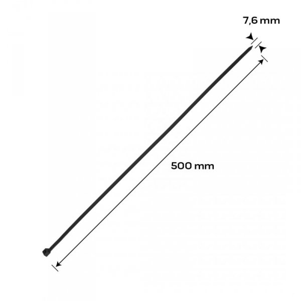 Opaski zaciskowe EXTREME 7.6 × 500 mm, czarne, 50 szt.