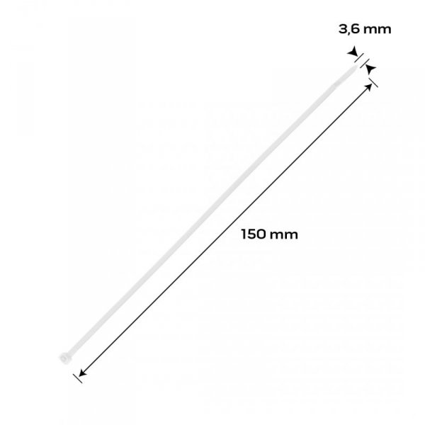 Opaski zaciskowe EXTREME 3.6 × 150 mm, białe, 100 szt.